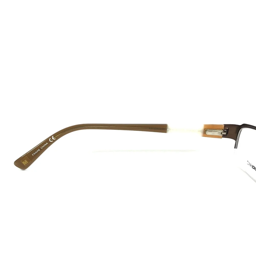 Marchon NYC Petite Eyeglasses Frames PLAZA 210 Brown White Half Rim 50-17-135